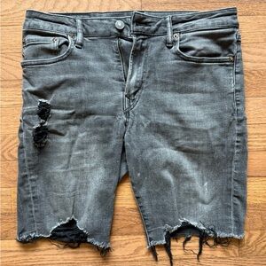 Distressed Black Denim Shorts
